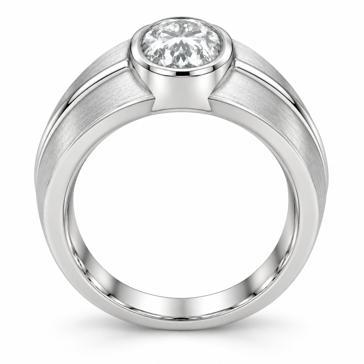 [metal:white-gold] Osric Oval Crest Setting — top — Original setting design illustration [catalog-v4]
