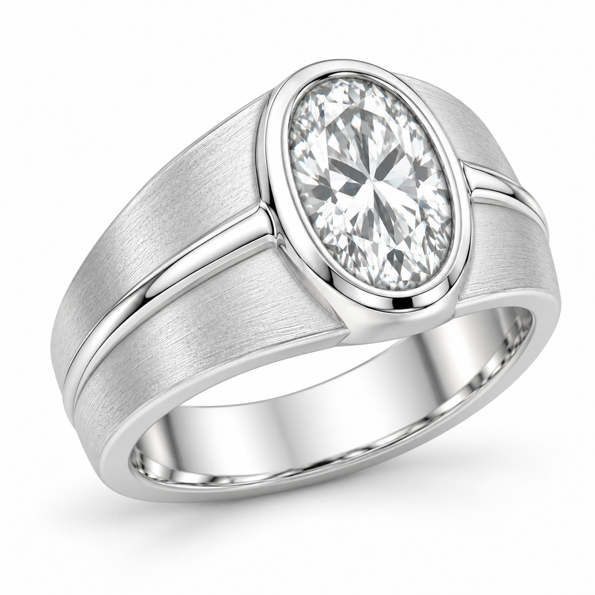 [metal:white-gold] Osric Oval Crest Setting — three-quarter — Original setting design illustration [catalog-v4]