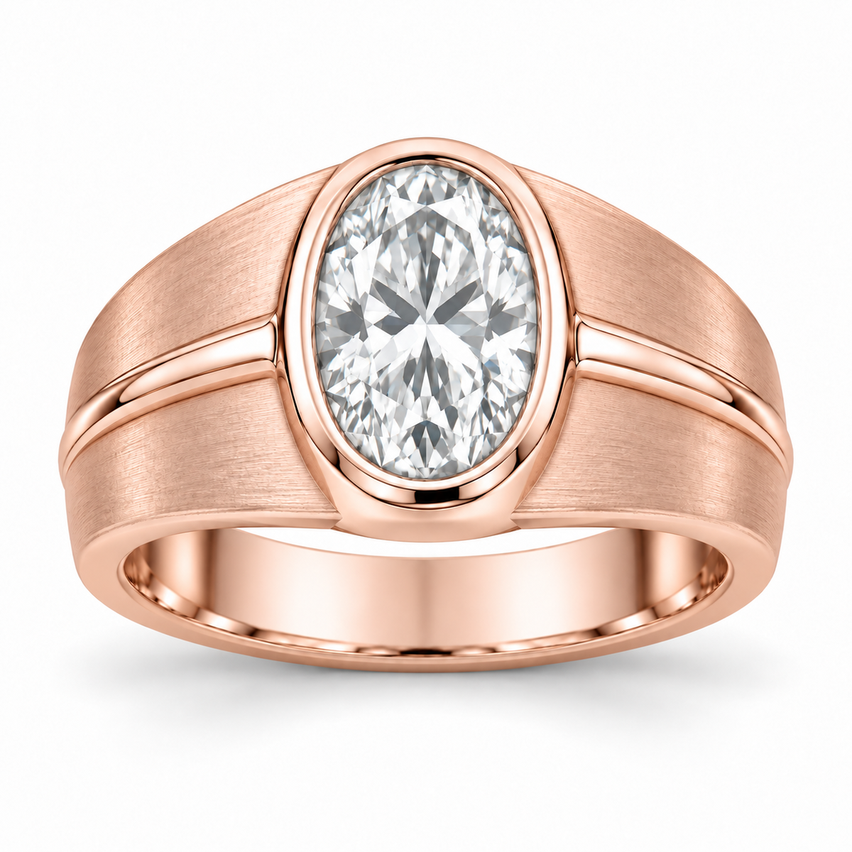 [metal:rose-gold] Osric Oval Crest Setting — front — Original setting design illustration [catalog-v4]