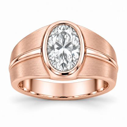 [metal:rose-gold] Osric Oval Crest Setting — front — Original setting design illustration [catalog-v4]