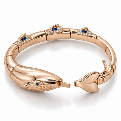 Pelage Whale Bracelet — alternate view with construction — [metal:all] — clasp opened