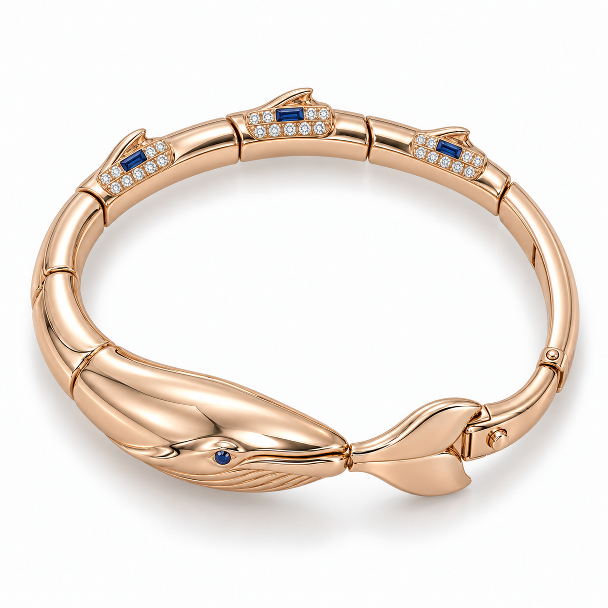 Pelage Whale Bracelet — top view — [metal:all]
