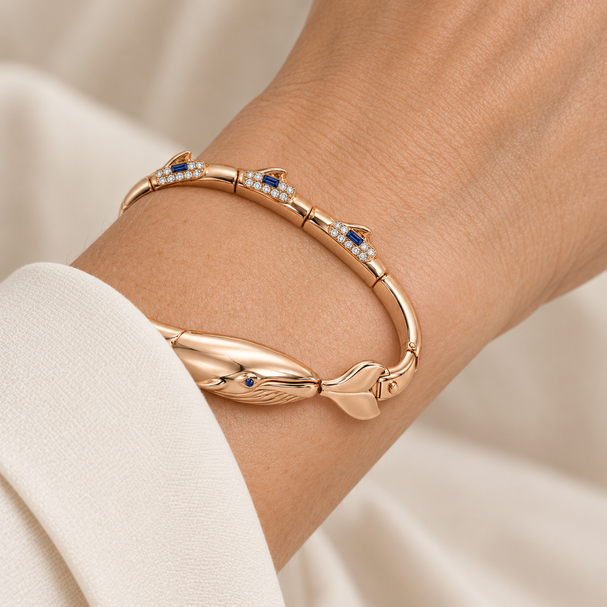 Pelage Whale Bracelet — worn view — [metal:all]