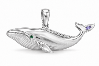Pelagia Whale Pendant - hero - [metal:platinum] - Model styling: 19-inch (48.3 cm) chain; pendant sold separately