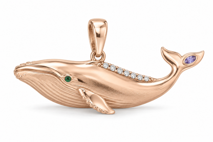 Pelagia Whale Pendant — hero — [metal:rose-gold] — Model styling:19-inch (48.3 cm) chain; pendant sold separately