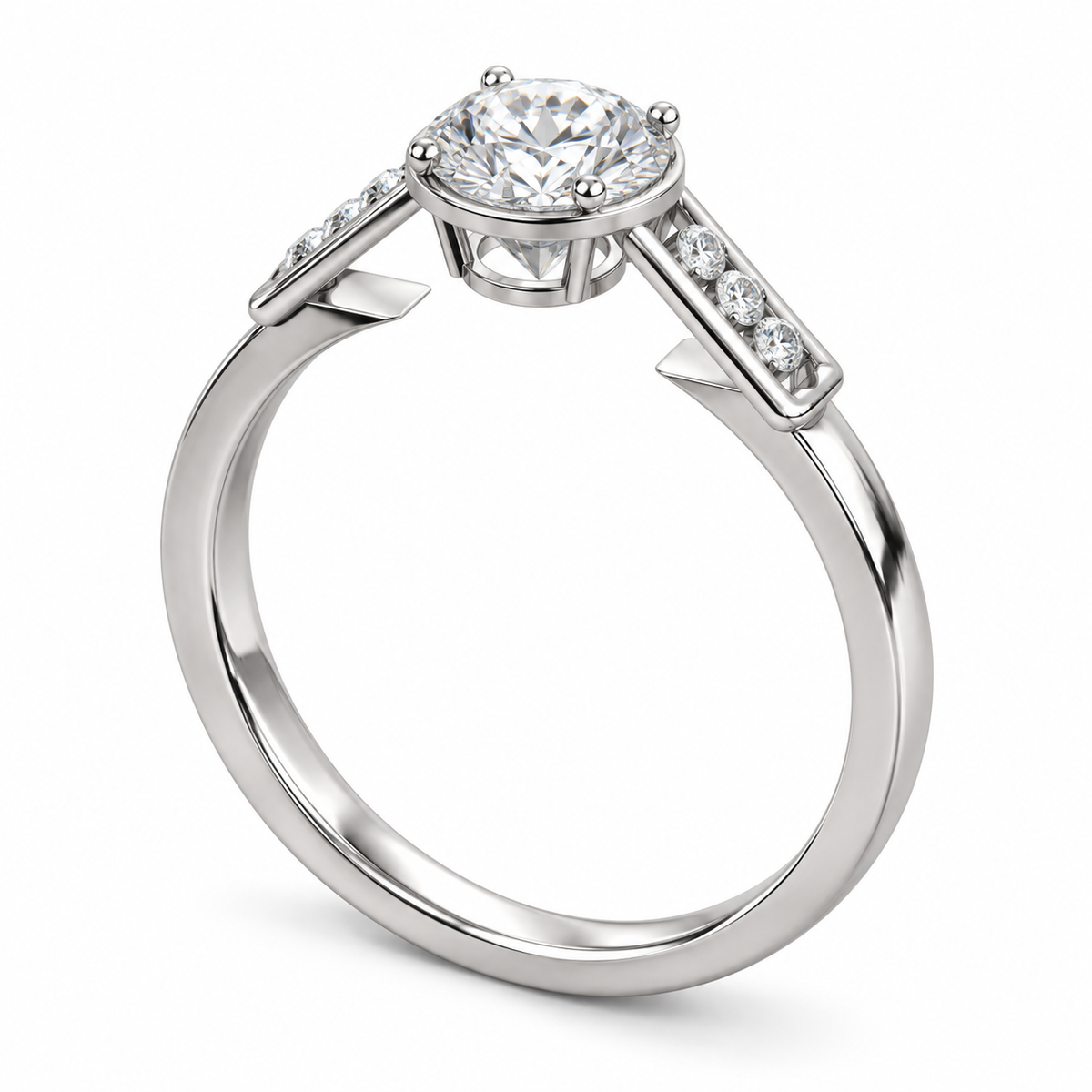 [metal:white-gold] pj quenelle bar link setting — front — illustrative design [catalog-v4]
