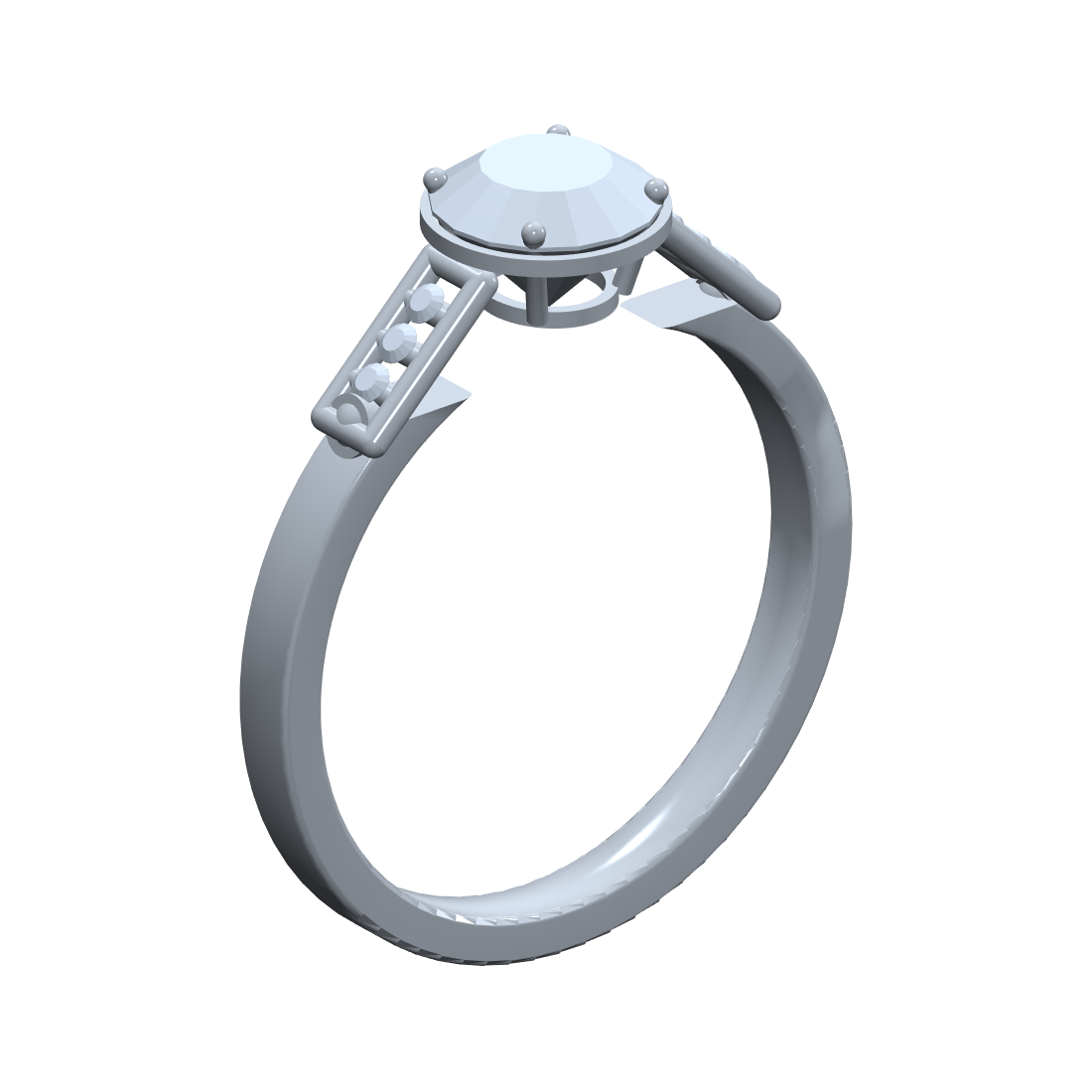 [metal:white-gold] pj quenelle bar link setting — angle CAD view — illustrative design [catalog-v4]