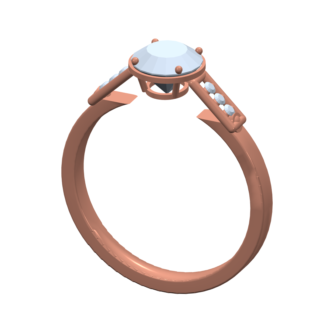 [metal:rose-gold] pj quenelle bar link setting — rose CAD view — illustrative design [catalog-v4]