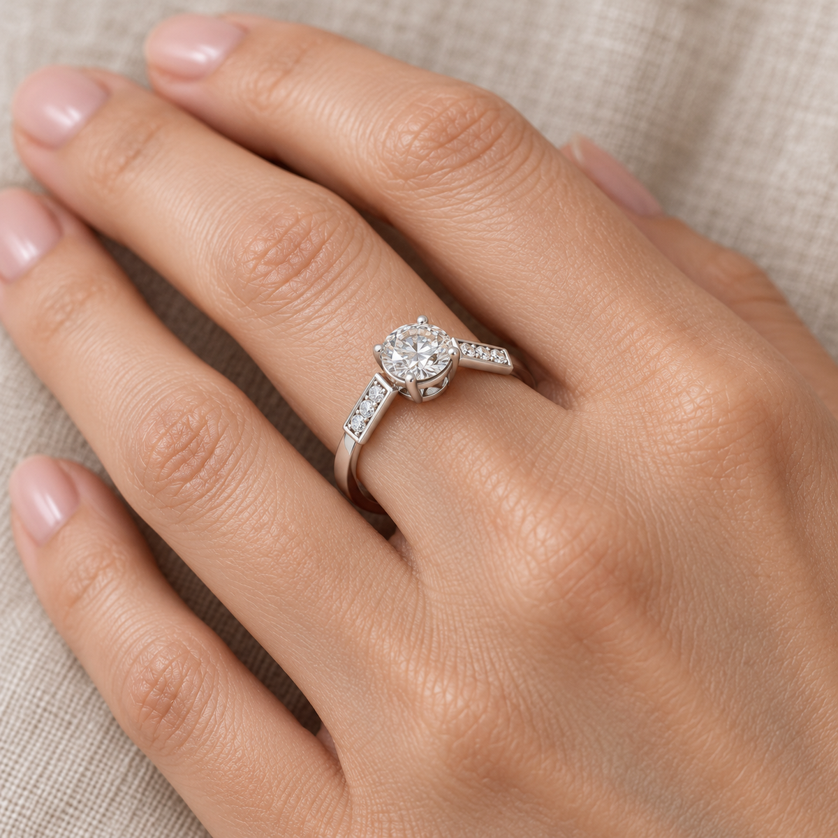 [metal:white-gold] pj quenelle bar link setting — worn — illustrative design [catalog-v4]