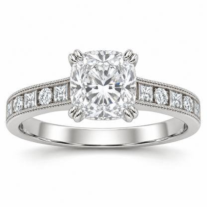 [metal:white-gold] Ravelle Milgrain-Channel Setting — front — Original setting design illustration [catalog-v4]