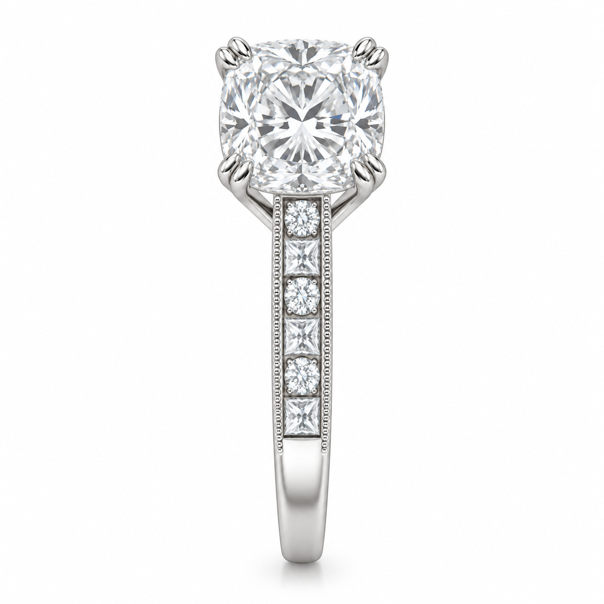 [metal:white-gold] Ravelle Milgrain-Channel Setting — side-profile — Original setting design illustration [catalog-v4]