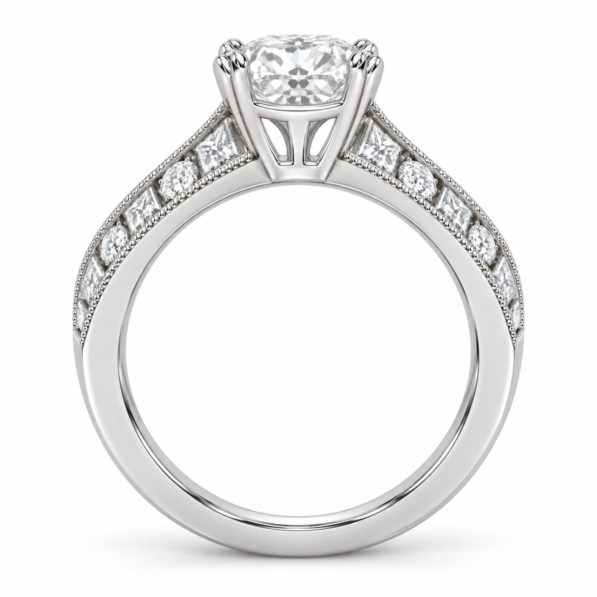 [metal:white-gold] Ravelle Milgrain-Channel Setting — top — Original setting design illustration [catalog-v4]