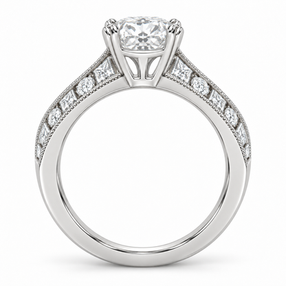 [metal:white-gold] Ravelle Milgrain-Channel Setting — top — Original setting design illustration [catalog-v4]