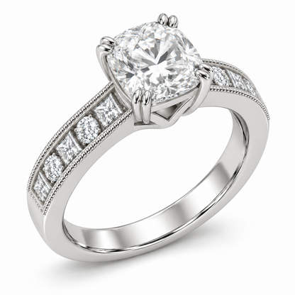 [metal:white-gold] Ravelle Milgrain-Channel Setting — three-quarter — Original setting design illustration [catalog-v4]
