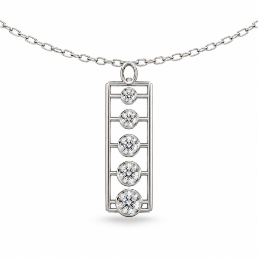 [metal:white-gold] Rhoswen Cascade Ladder Pendant — 01-front — illustrative design [catalog-v4]; any chain shown is an optional styling accessory