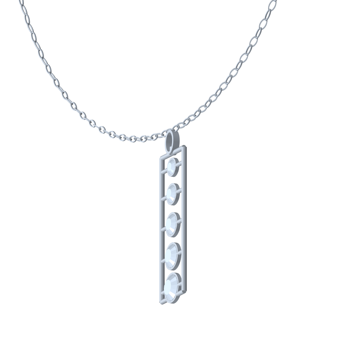 [metal:white-gold] pj rhoswen cascade ladder necklace — side CAD view — illustrative design [catalog-v4]
