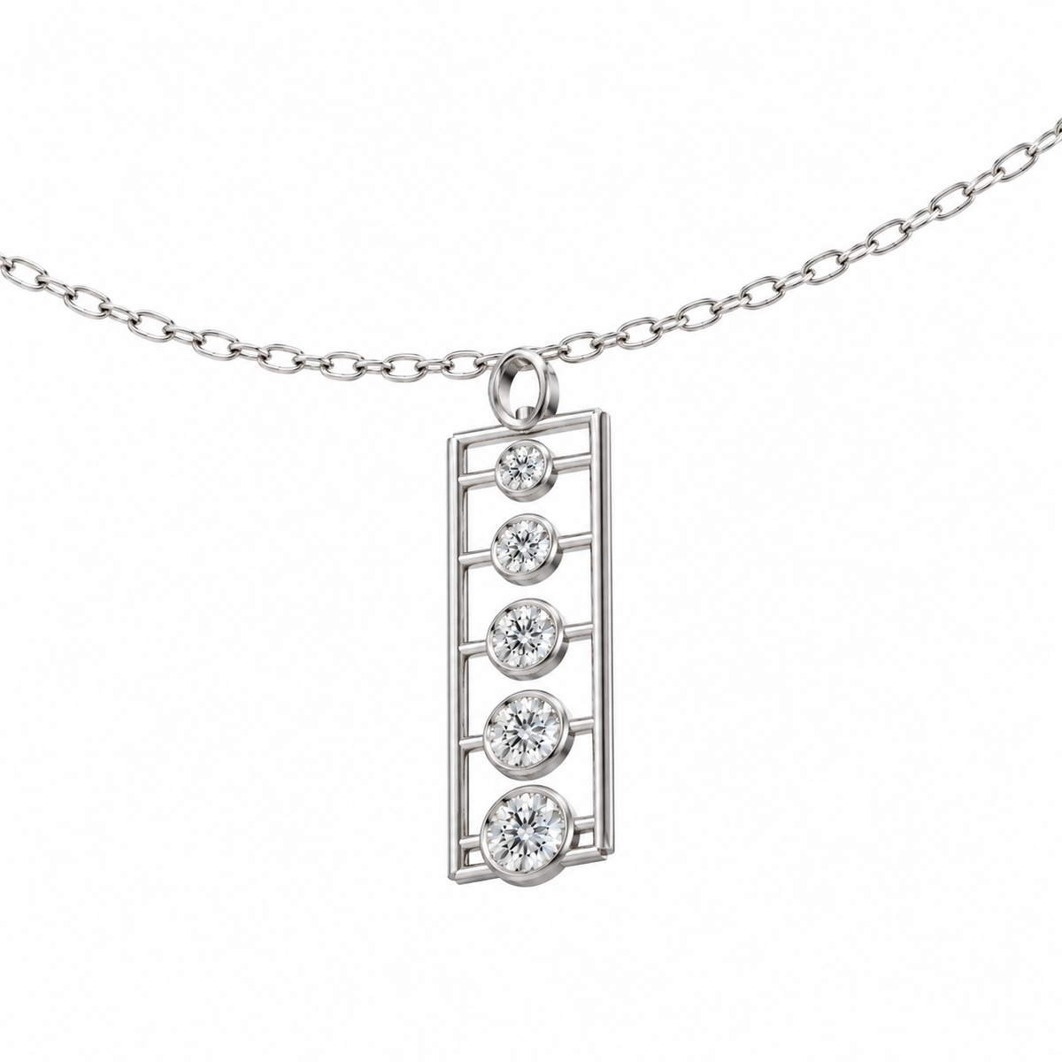 [metal:white-gold] Rhoswen Cascade Ladder Pendant — 02-three-quarter — illustrative design [catalog-v4]; any chain shown is an optional styling accessory