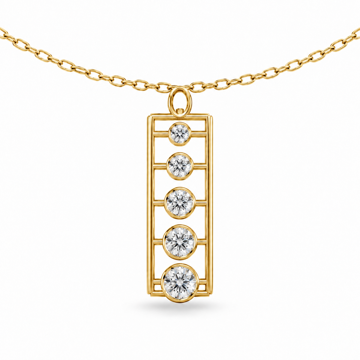 [metal:yellow-gold] Rhoswen Cascade Ladder Pendant — 04-yellow-gold — illustrative design [catalog-v4]; any chain shown is an optional styling accessory