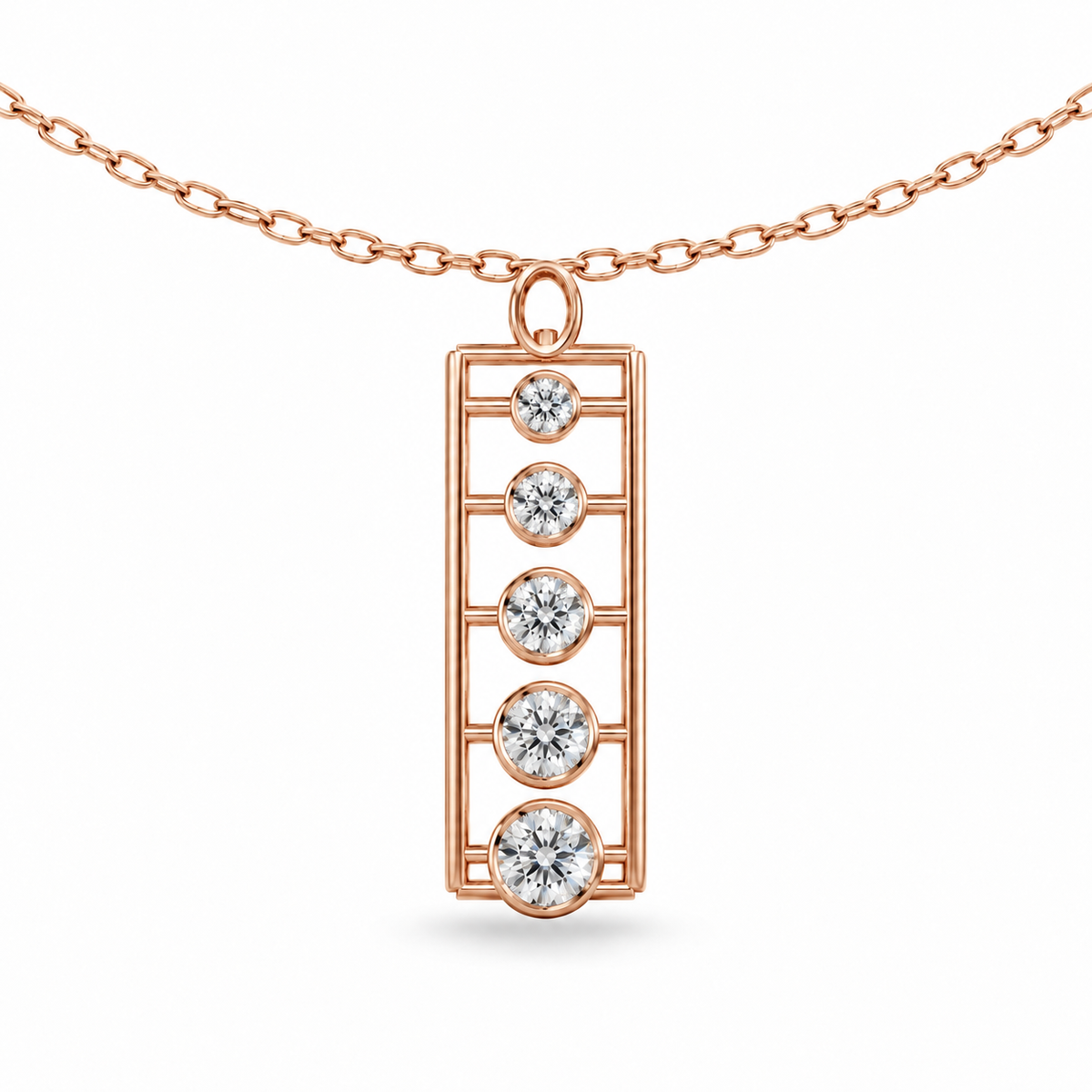 [metal:rose-gold] Rhoswen Cascade Ladder Pendant — 05-rose-gold — illustrative design [catalog-v4]; any chain shown is an optional styling accessory