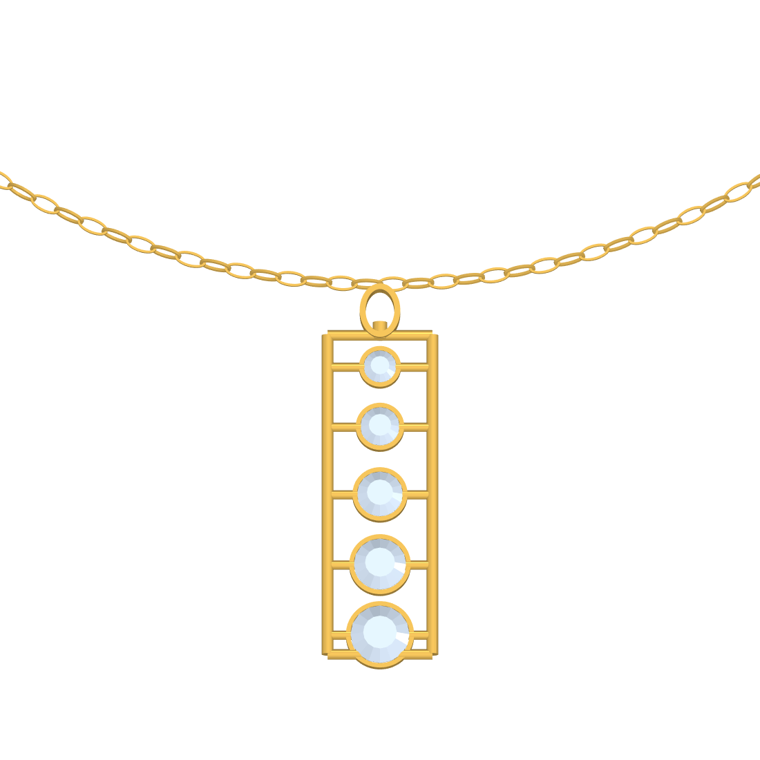[metal:yellow-gold] pj rhoswen cascade ladder necklace — yellow CAD view — illustrative design [catalog-v4]