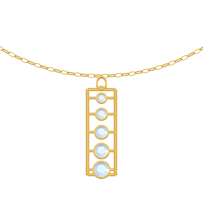 [metal:yellow-gold] pj rhoswen cascade ladder necklace — yellow CAD view — illustrative design [catalog-v4]