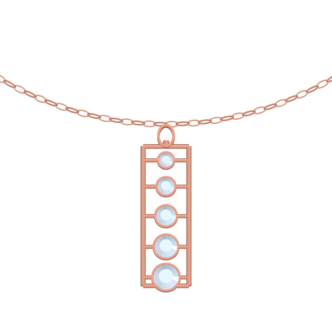 [metal:rose-gold] pj rhoswen cascade ladder necklace — rose CAD view — illustrative design [catalog-v4]