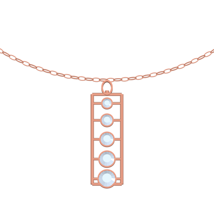 [metal:rose-gold] pj rhoswen cascade ladder necklace — rose CAD view — illustrative design [catalog-v4]