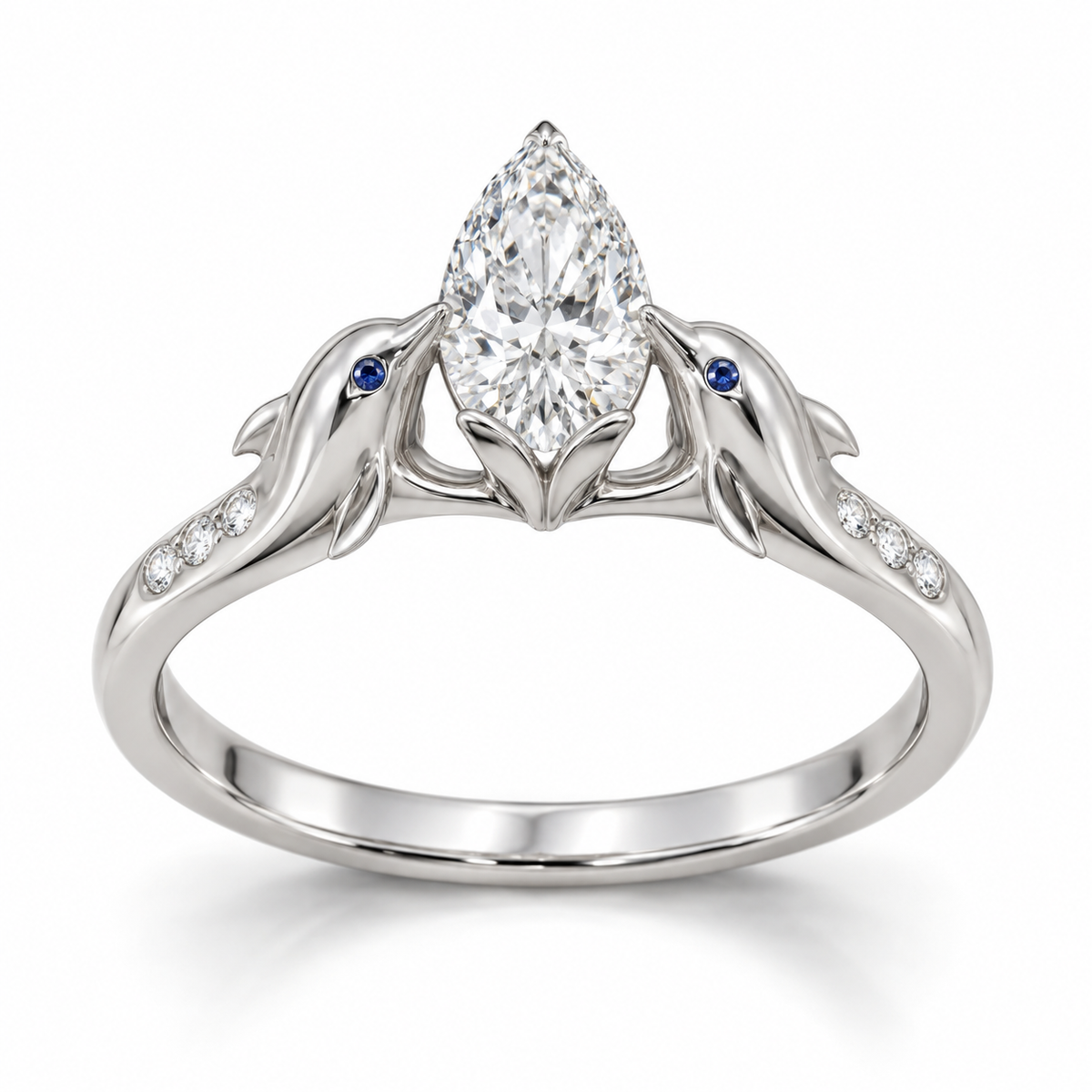 Rivelle Dolphin Setting — hero — [metal:white-gold]