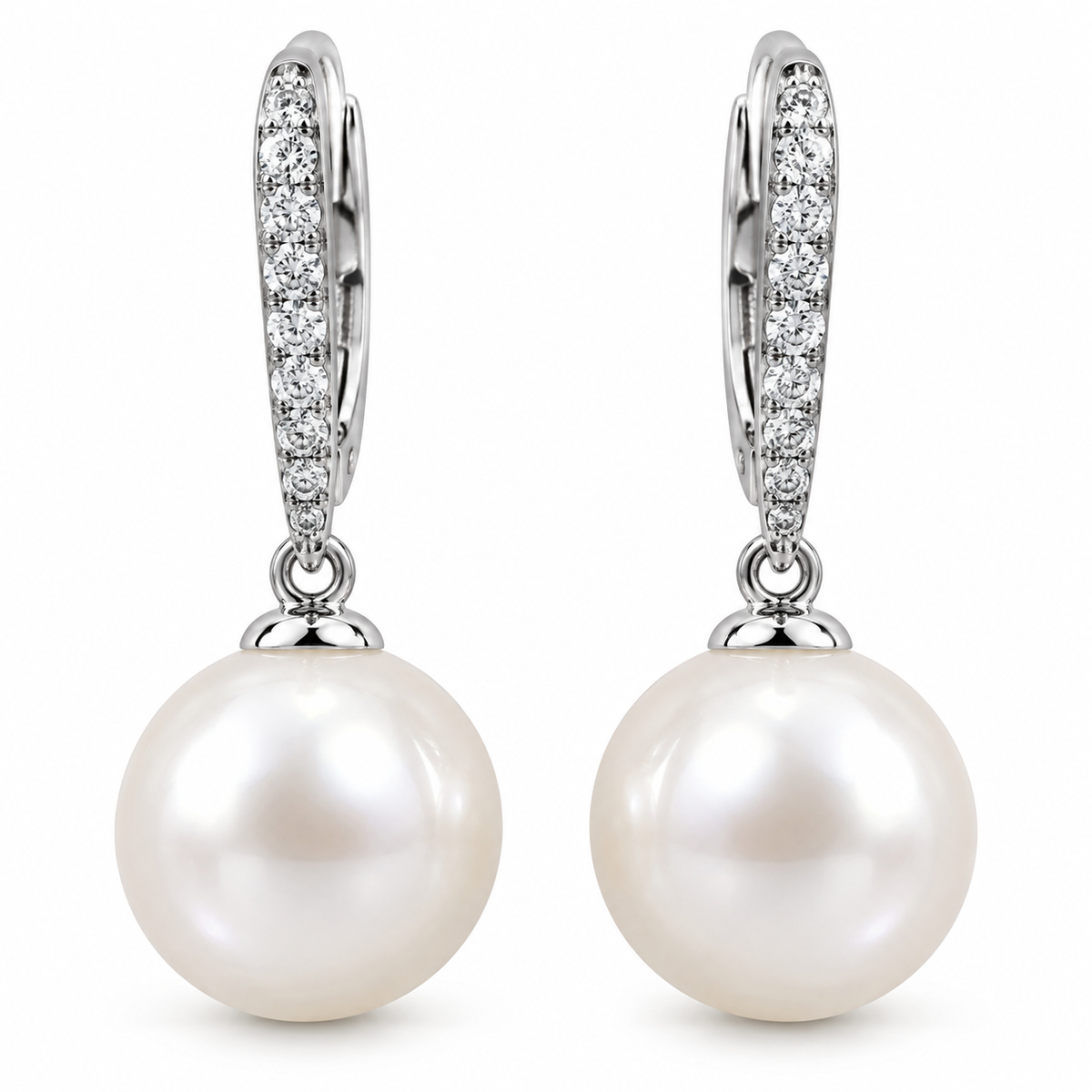 [metal:white-gold] Rosaline Pearl Drop Earrings — front — Matching pearl drop earrings, front view [catalog-v4]