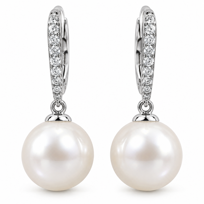 [metal:white-gold] Rosaline Pearl Drop Earrings — front — Matching pearl drop earrings, front view [catalog-v4]