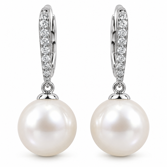 [metal:white-gold] Rosaline Pearl Drop Earrings — front — Matching pearl drop earrings, front view [catalog-v4]