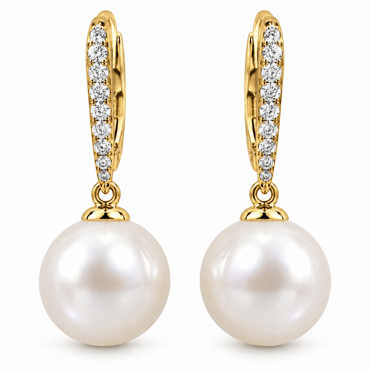 [metal:yellow-gold] Rosaline Pearl Drop Earrings — front — Yellow gold colour preview [catalog-v4]