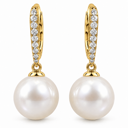 [metal:yellow-gold] Rosaline Pearl Drop Earrings — front — Yellow gold colour preview [catalog-v4]