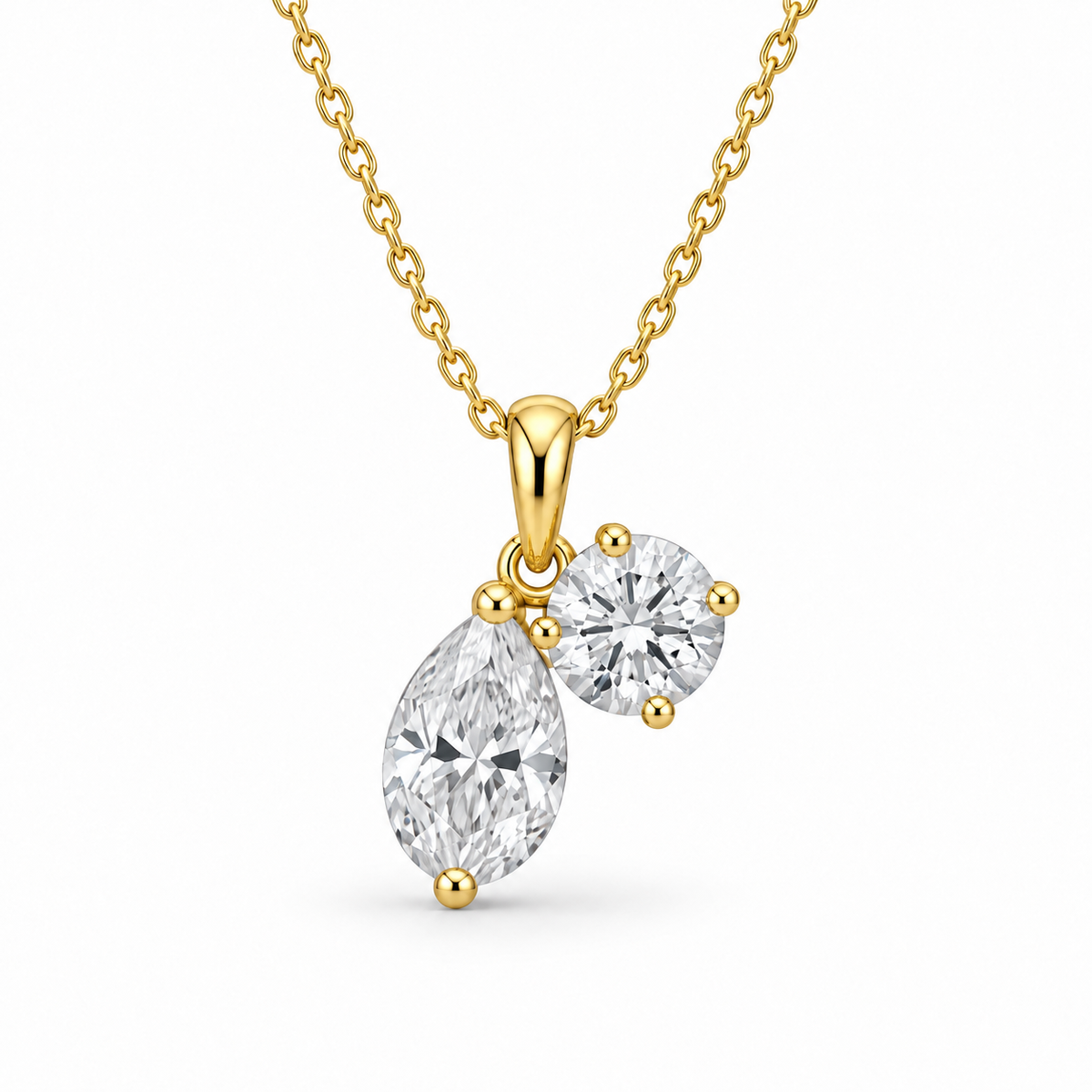 [metal:yellow-gold] Rosamund Toi et Moi Necklace — front — Yellow gold colour preview [catalog-v4]
