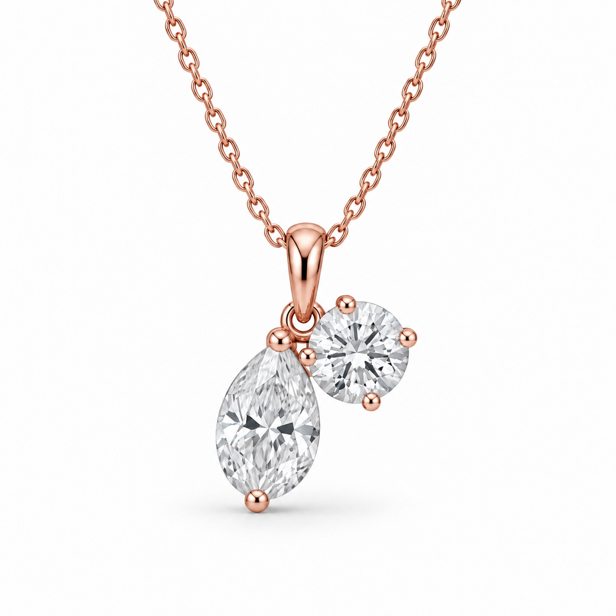 [metal:rose-gold] Rosamund Toi et Moi Necklace — front — Rose gold colour preview [catalog-v4]