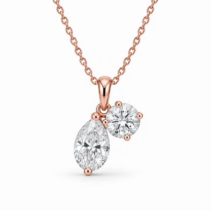 [metal:rose-gold] Rosamund Toi et Moi Necklace — front — Rose gold colour preview [catalog-v4]