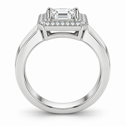 [metal:white-gold] Ruelle Double-Frame Halo Setting — top — Original setting design illustration [catalog-v4]
