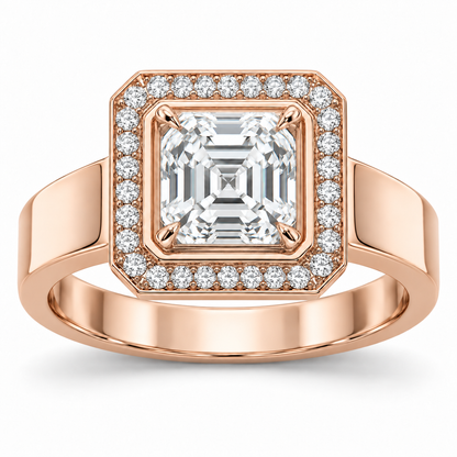 [metal:rose-gold] Ruelle Double-Frame Halo Setting — front — Original setting design illustration [catalog-v4]