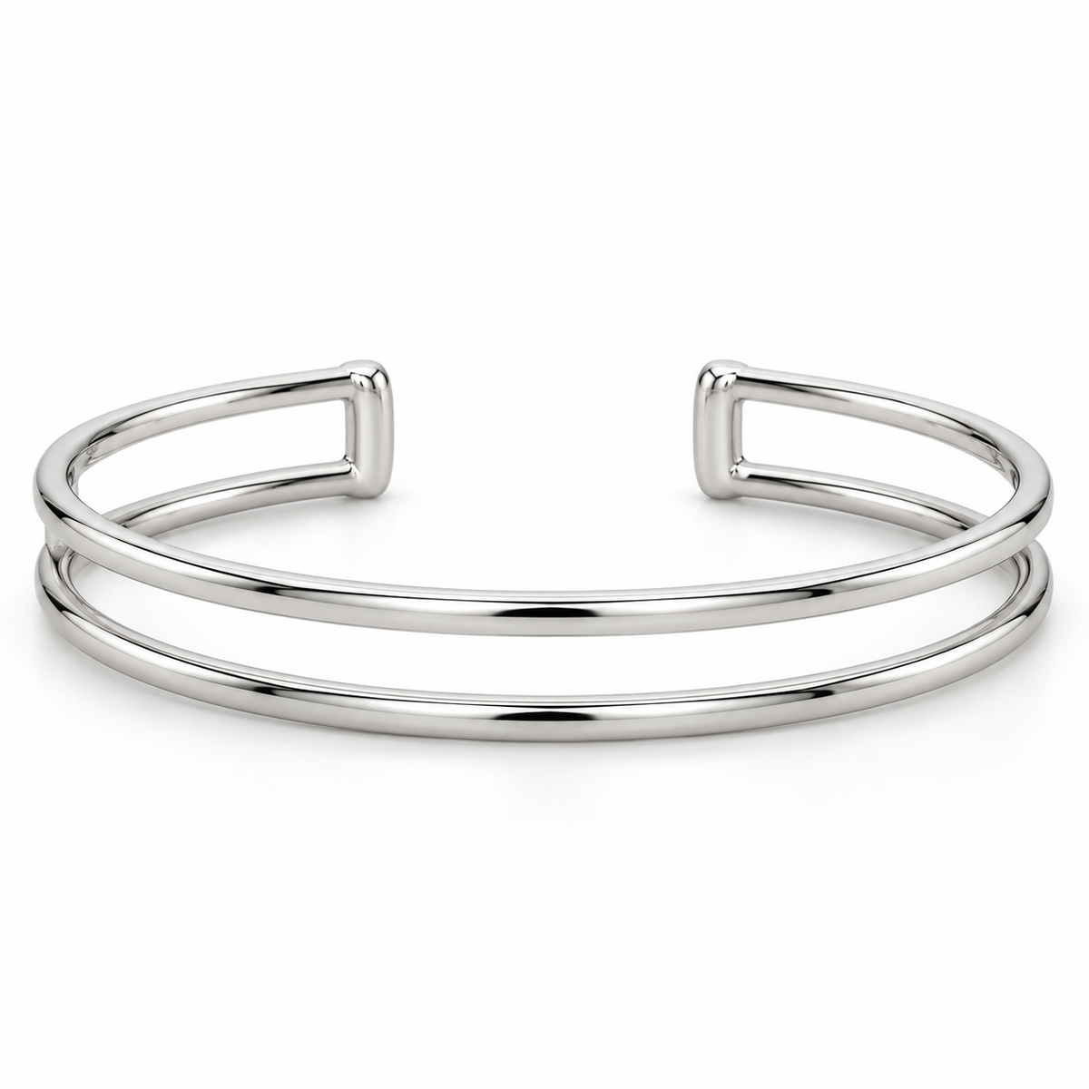[metal:white-gold] Ruelle Double-Rail Cuff — front — Ruelle Double-Rail Cuff front design illustration [catalog-v4]