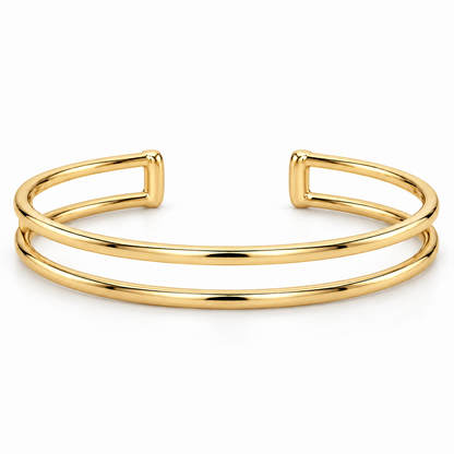 [metal:yellow-gold] Ruelle Double-Rail Cuff — front — Ruelle Double-Rail Cuff front design illustration [catalog-v4]