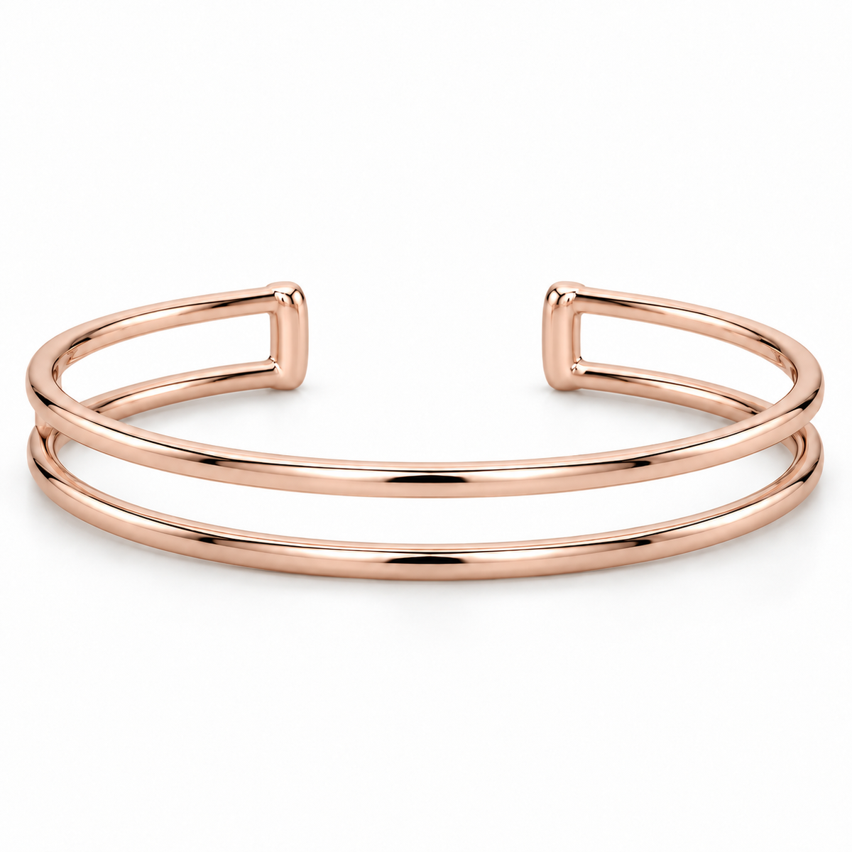 [metal:rose-gold] Ruelle Double-Rail Cuff — front — Ruelle Double-Rail Cuff front design illustration [catalog-v4]