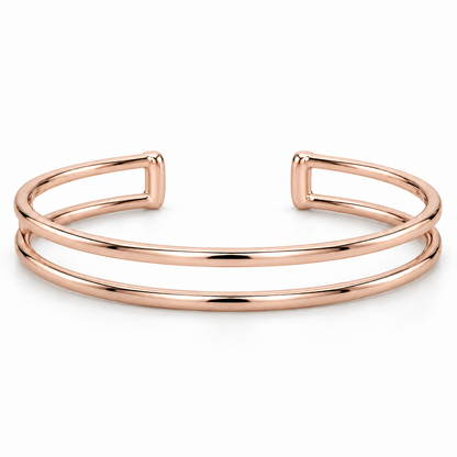 [metal:rose-gold] Ruelle Double-Rail Cuff — front — Ruelle Double-Rail Cuff front design illustration [catalog-v4]