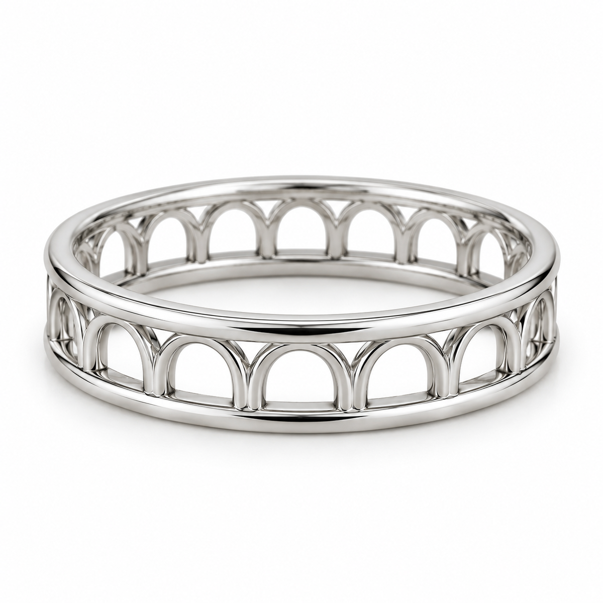 [metal:white-gold] Sabine Openwork Arc Band — front — Sabine Openwork Arc Band front design illustration [catalog-v4]
