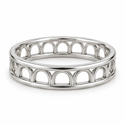 [metal:white-gold] Sabine Openwork Arc Band — front — Sabine Openwork Arc Band front design illustration [catalog-v4]