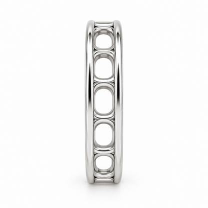 [metal:white-gold] Sabine Openwork Arc Band — side-profile — Sabine Openwork Arc Band side-profile design illustration [catalog-v4]