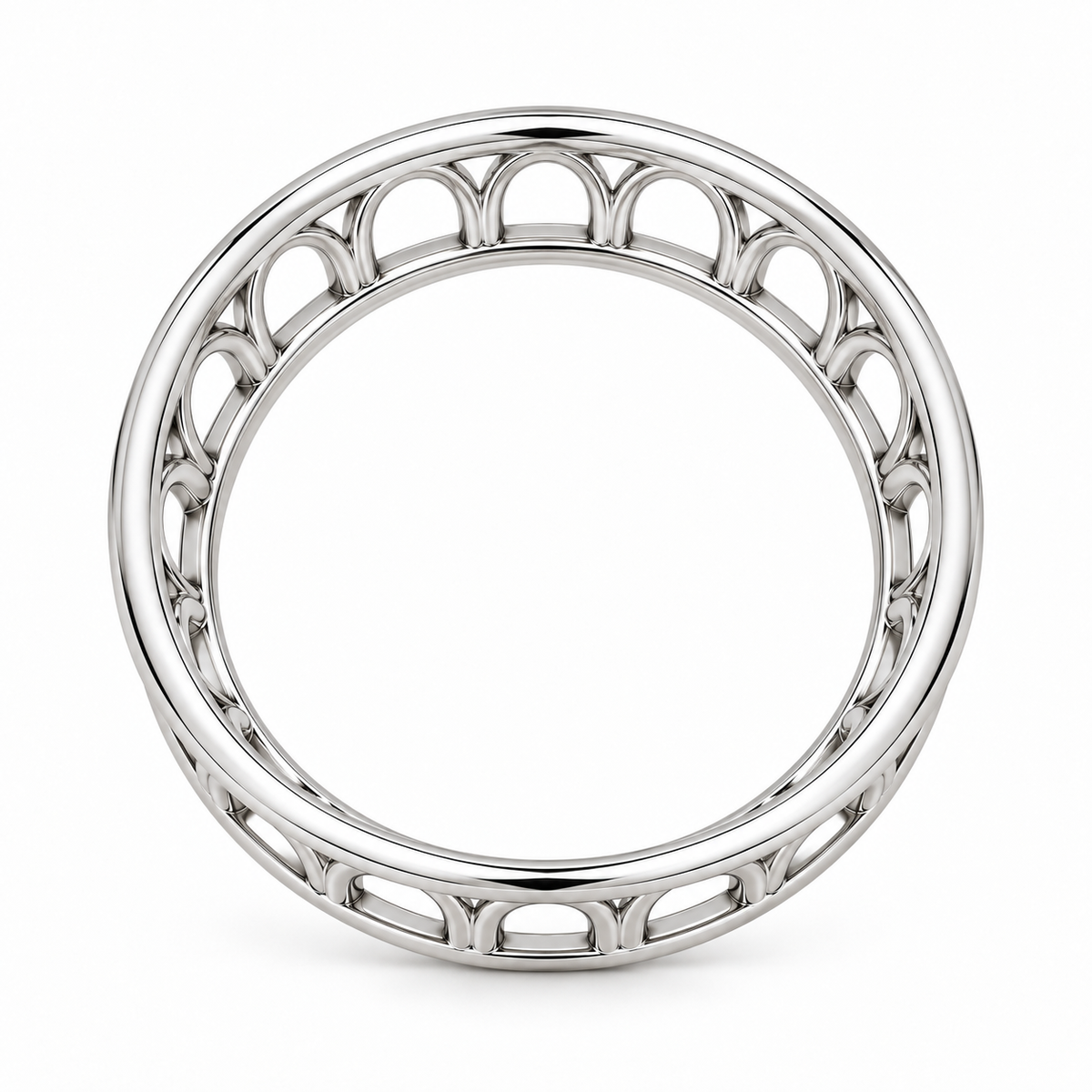 [metal:white-gold] Sabine Openwork Arc Band — top — Sabine Openwork Arc Band top design illustration [catalog-v4]