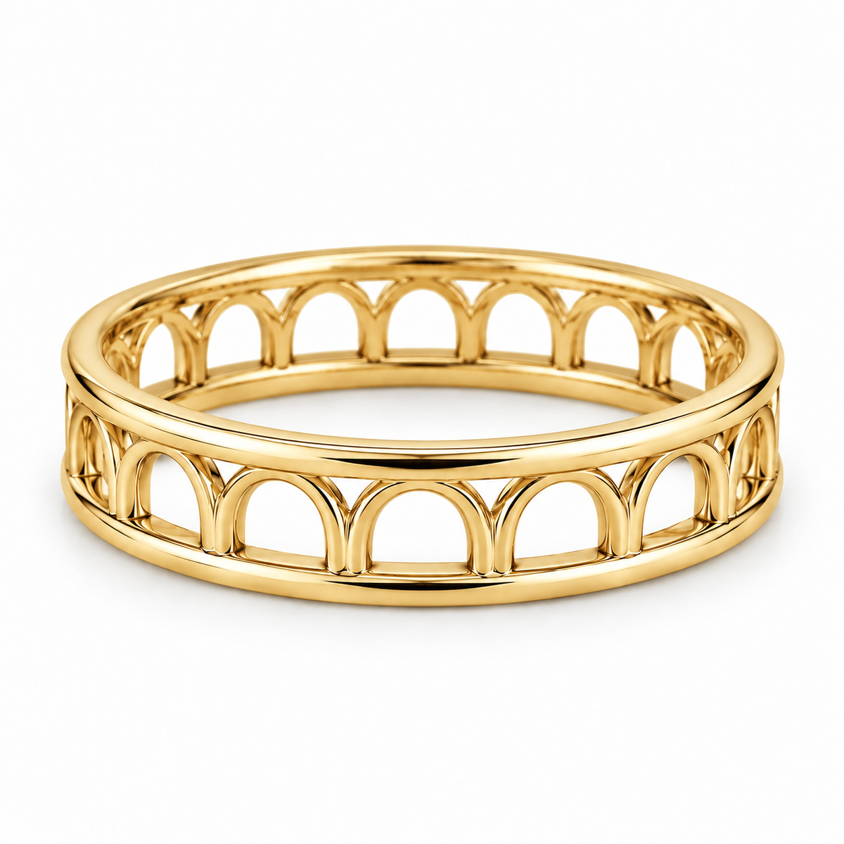 [metal:yellow-gold] Sabine Openwork Arc Band — front — Sabine Openwork Arc Band front design illustration [catalog-v4]