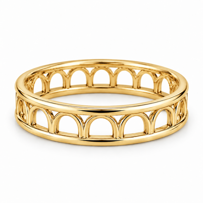 [metal:yellow-gold] Sabine Openwork Arc Band — front — Sabine Openwork Arc Band front design illustration [catalog-v4]