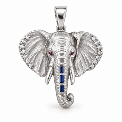Savanne Elephant Pendant - hero - [metal:platinum] - Model styling: 19-inch (48.3 cm) chain; pendant sold separately