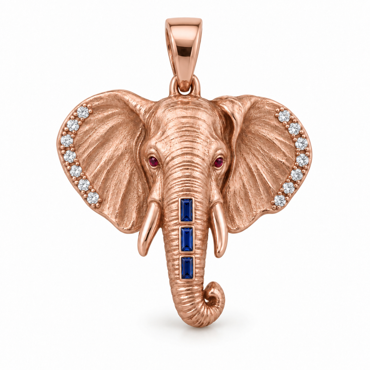Savanne Elephant Pendant — hero — [metal:rose-gold] — Model styling:19-inch (48.3 cm) chain; pendant sold separately